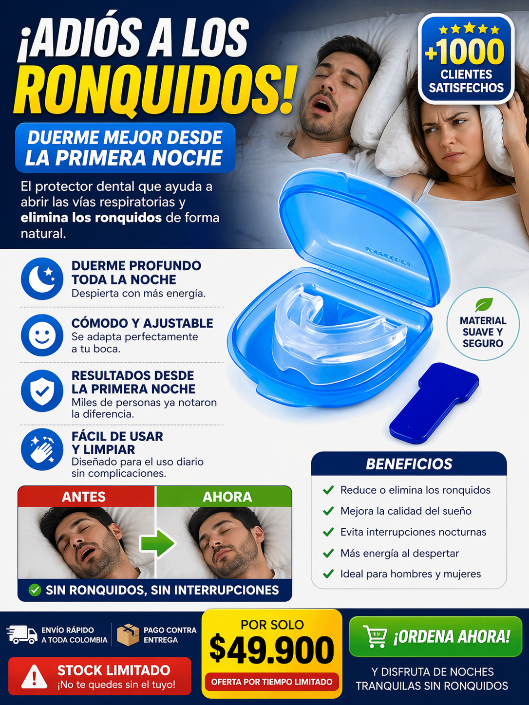 Protector Antirronquidos Ajustable – ¡Duerme sin ruido desde HOY!